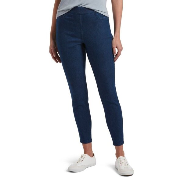 HUE Womens Indigo Floral Reversible High Waist Denim Skimmer Size Small‎ New - Picture 1 of 11